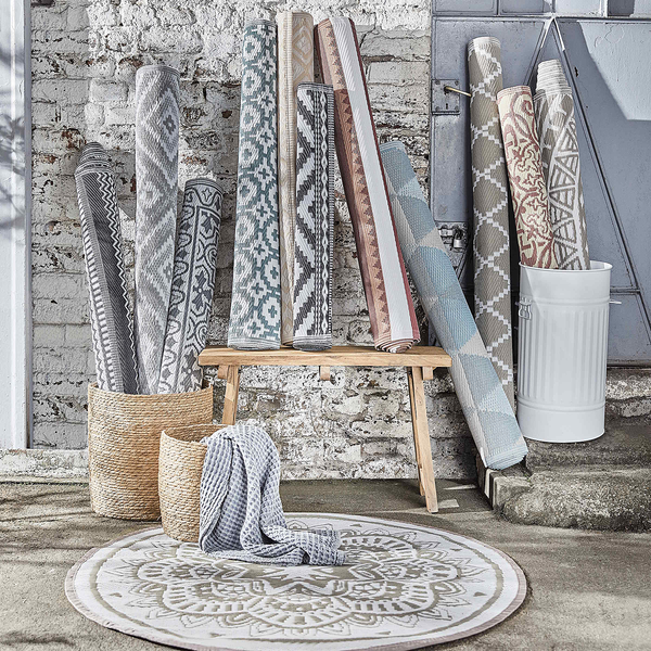 In-/Outdoorteppich COLOUR CLASH Mosaik - Polypropylen, davon mind. 20% recyceltes - Grau - 90 x 150 cm