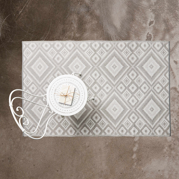 In-/ Outdoorteppich COLOUR CLASH Ethno I - Polypropylen / recyceltes Material - Grau - 118 x 180 cm