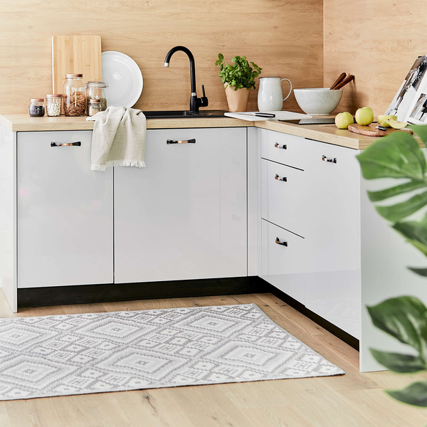 In-/ Outdoorteppich COLOUR CLASH Ethno I - Polypropylen / recyceltes Material - Grau - 118 x 180 cm