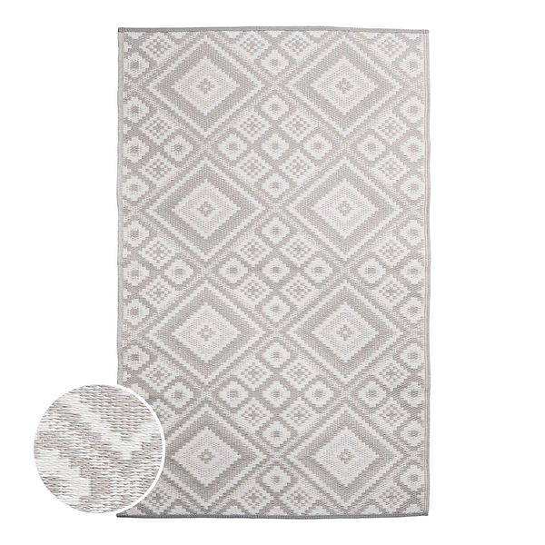 In-/ Outdoorteppich COLOUR CLASH Ethno I - Polypropylen / recyceltes Material - Grau - 118 x 180 cm