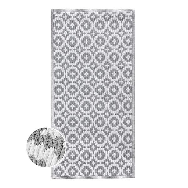 In-/ Outdoorteppich COLOUR CLASH Mosaik - Polypropylen / recyceltes Material - Grau