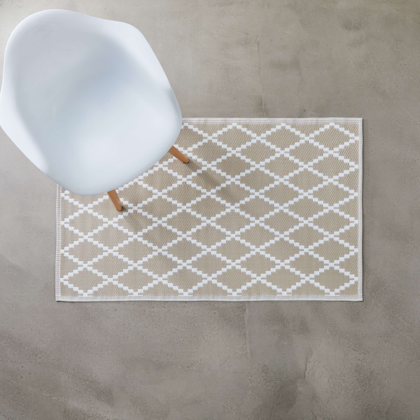 Outdoorteppich COLOUR CLASH Rauten II - Polypropylen - Natur - 90 x 150 cm