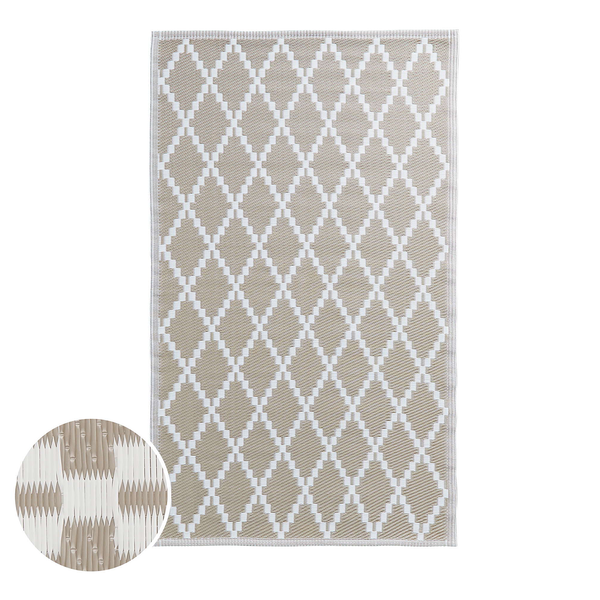 Outdoorteppich COLOUR CLASH Rauten II - Polypropylen - Natur - 90 x 150 cm