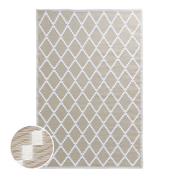 Outdoorteppich COLOUR CLASH Rauten II - Polypropylen - Natur - 118 x 180 cm