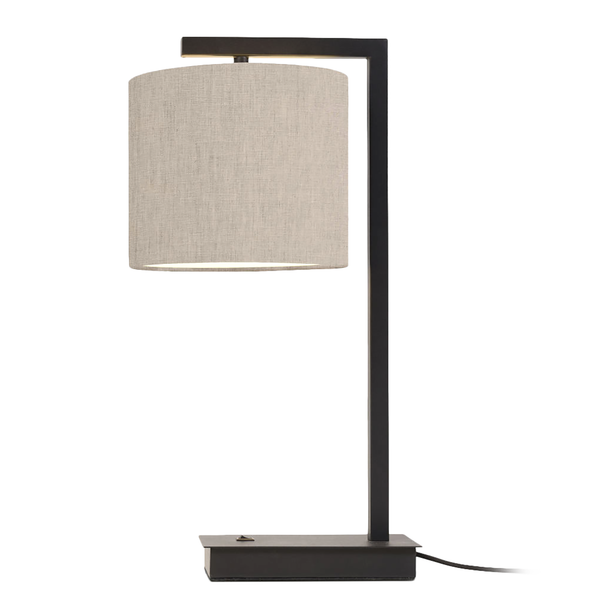 Tischleuchte Boston - Baumwollstoff / Eisen - 1-flammig - Beige