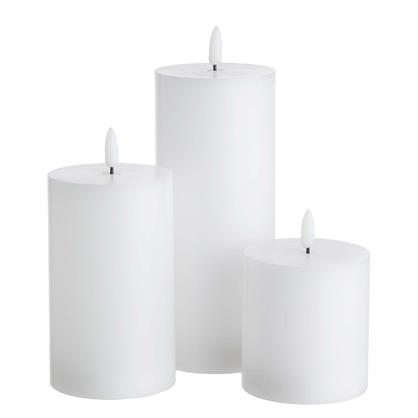 LED-Kerzen NORDIC LIGHT 3er-Set - Wachs - Weiß - Weiß