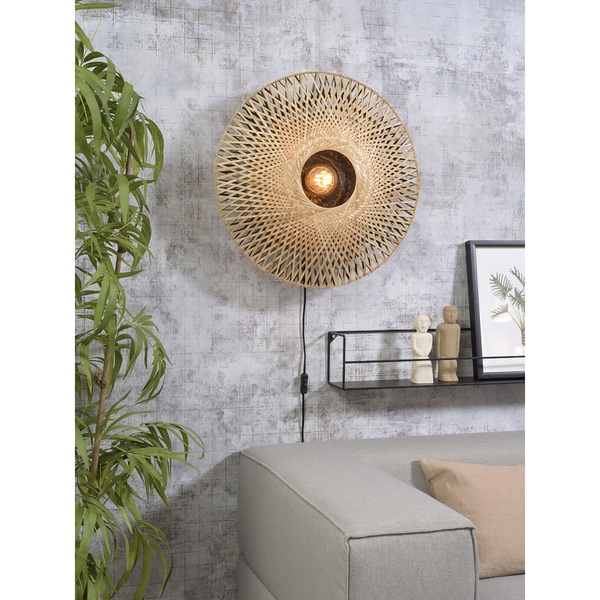Wandleuchte Kalimantan - Bambus massiv / Eisen - 1-flammig - Durchmesser: 60 cm