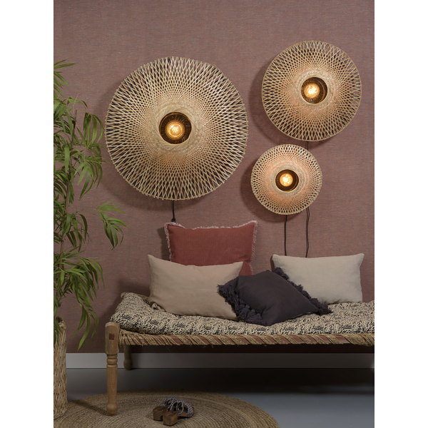 Wandleuchte Kalimantan - Bambus massiv / Eisen - 1-flammig - Durchmesser: 60 cm