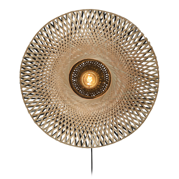 Wandleuchte Kalimantan - Bambus massiv / Eisen - 1-flammig - Durchmesser: 44 cm