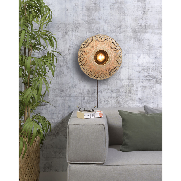 Wandleuchte Kalimantan - Bambus massiv / Eisen - 1-flammig - Durchmesser: 44 cm