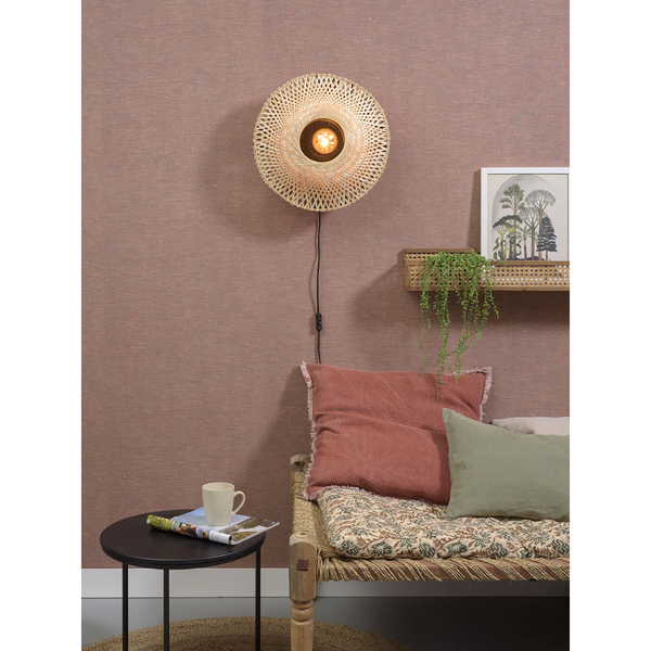 Wandleuchte Kalimantan - Bambus massiv / Eisen - 1-flammig - Durchmesser: 44 cm