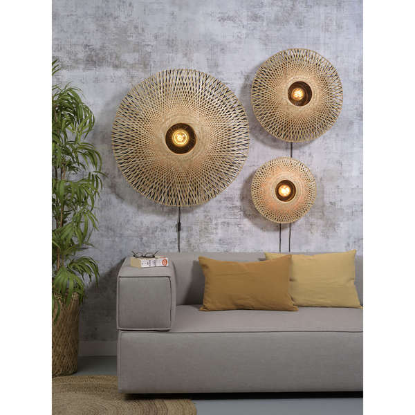 Wandleuchte Kalimantan - Bambus massiv / Eisen - 1-flammig - Durchmesser: 44 cm