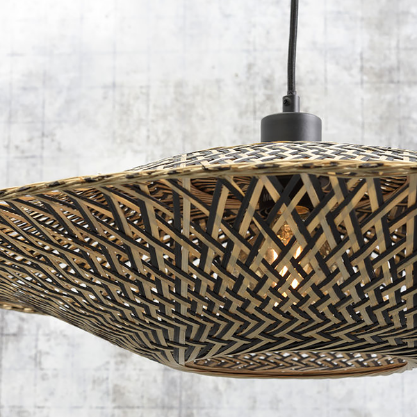 Pendelleuchte Bali - Bambus massiv / Eisen - 1-flammig - Durchmesser: 44 cm