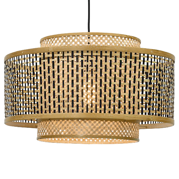 Pendelleuchte Bhutan - Bambus massiv / Eisen - 1-flammig - Durchmesser: 30 cm