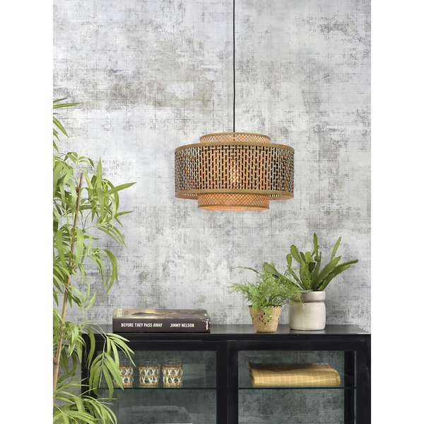 Pendelleuchte Bhutan - Bambus massiv / Eisen - 1-flammig - Durchmesser: 30 cm