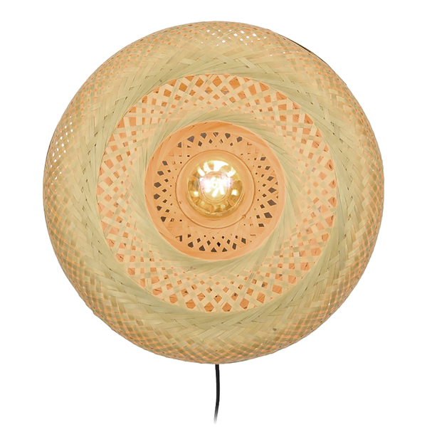 Wandleuchte Palawan - Bambus massiv / Eisen - 1-flammig - Beige - Durchmesser: 40 cm