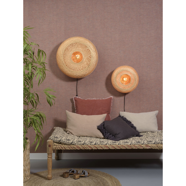 Wandleuchte Palawan - Bambus massiv / Eisen - 1-flammig - Beige - Durchmesser: 40 cm