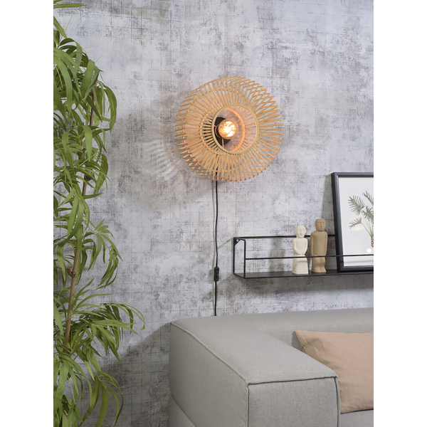 Wandleuchte Bromo II - Bambus massiv / Eisen - 1-flammig - Durchmesser: 40 cm