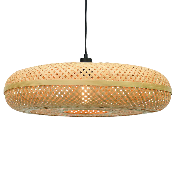 Pendelleuchte Palawan - Bambus massiv / Eisen - 1-flammig - Beige - Durchmesser: 60 cm