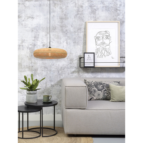 Pendelleuchte Palawan - Bambus massiv / Eisen - 1-flammig - Beige - Durchmesser: 60 cm