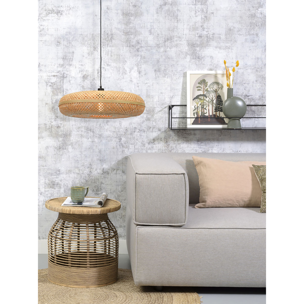 Pendelleuchte Palawan - Bambus massiv / Eisen - 1-flammig - Beige - Durchmesser: 60 cm