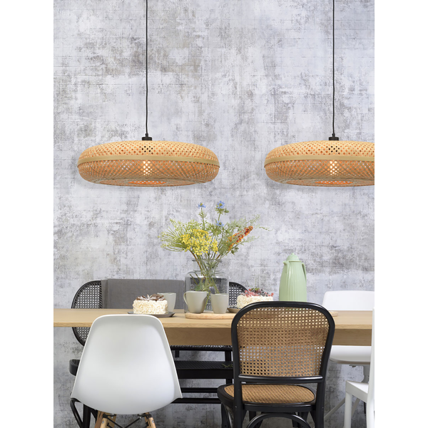 Pendelleuchte Palawan - Bambus massiv / Eisen - 1-flammig - Beige - Durchmesser: 60 cm