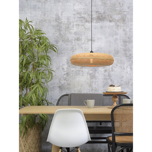 Pendelleuchte Palawan - Bambus massiv / Eisen - 1-flammig - Beige - Durchmesser: 60 cm