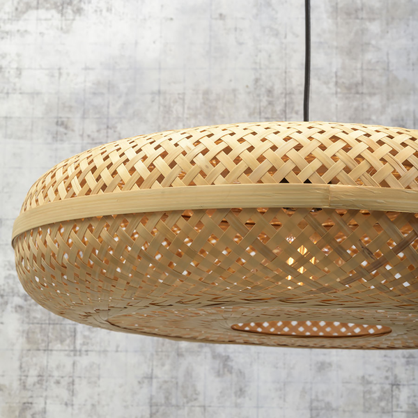 Pendelleuchte Palawan - Bambus massiv / Eisen - 1-flammig - Beige - Durchmesser: 60 cm