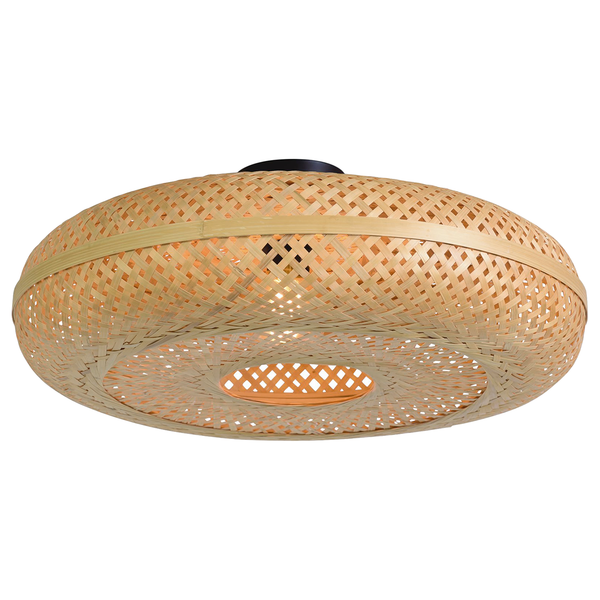 Deckenleuchte Palawan - Bambus massiv / Eisen - 1-flammig - Beige - Durchmesser: 60 cm