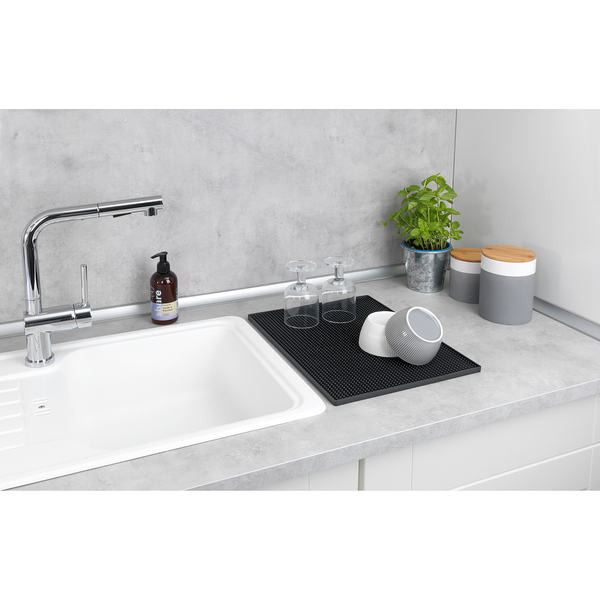 Abtropfmatte Maxi - Edelstahl / Bambus - Silber matt / Braun