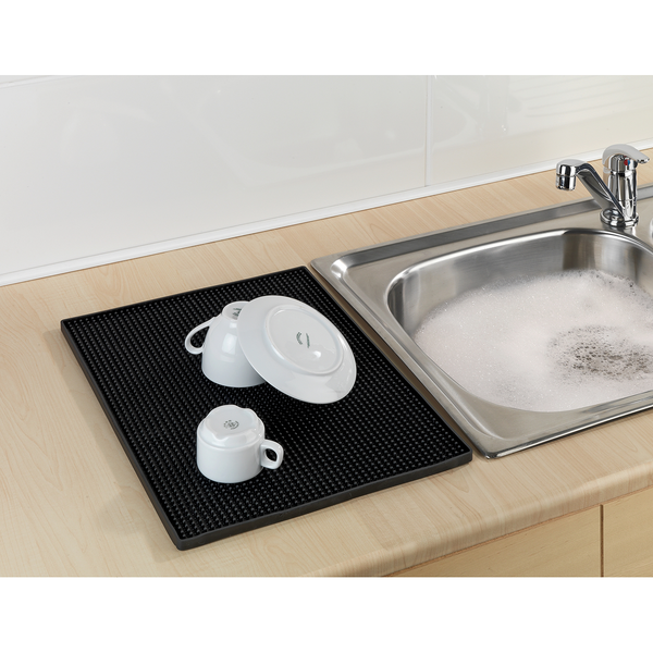 Abtropfmatte Maxi - Edelstahl / Bambus - Silber matt / Braun