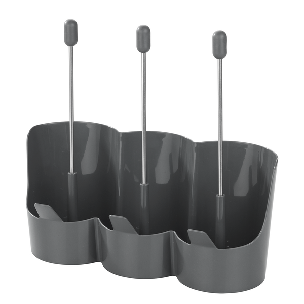Flaschenhalter Filia - Edelstahl / Bambus - Silber matt / Braun