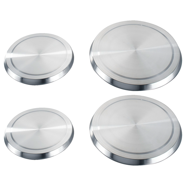 Herdabdeckplatte Mazarron (4er-Set) - Edelstahl / Bambus - Silber matt / Braun