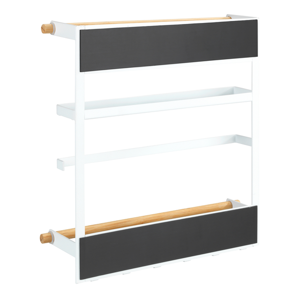 Küchenregal Magna - Edelstahl / Bambus - Silber matt / Braun - Weiß
