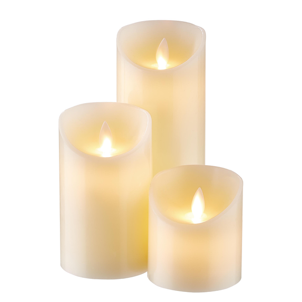 LED Kerzen-Set GLOWING FLAME 3-tlg. - Paraffin / Kunststoff - Creme