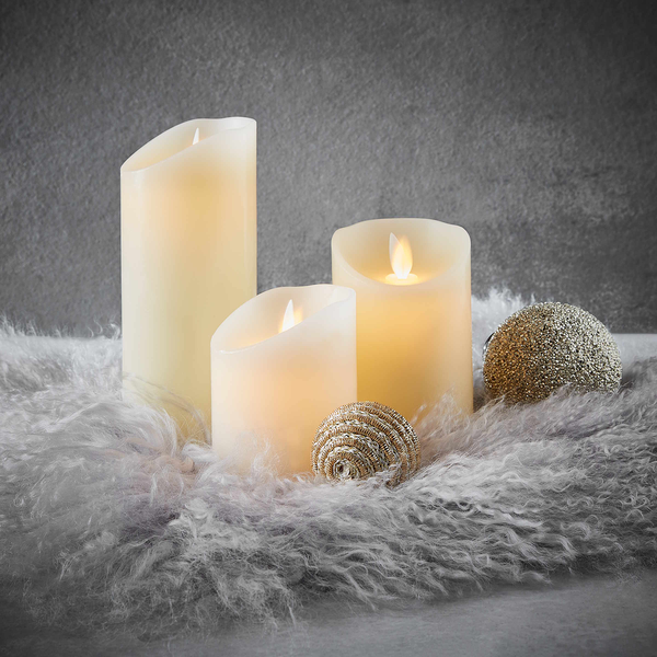 LED Kerzen-Set GLOWING FLAME 3-tlg. - Paraffin / Kunststoff - Creme