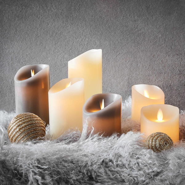 LED Kerzen-Set GLOWING FLAME 3-tlg. - Paraffin / Kunststoff - Creme