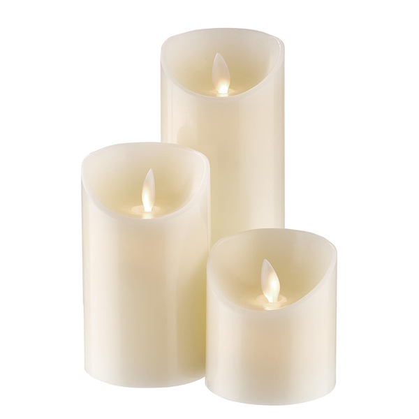 LED Kerzen-Set GLOWING FLAME 3-tlg. - Paraffin / Kunststoff - Creme