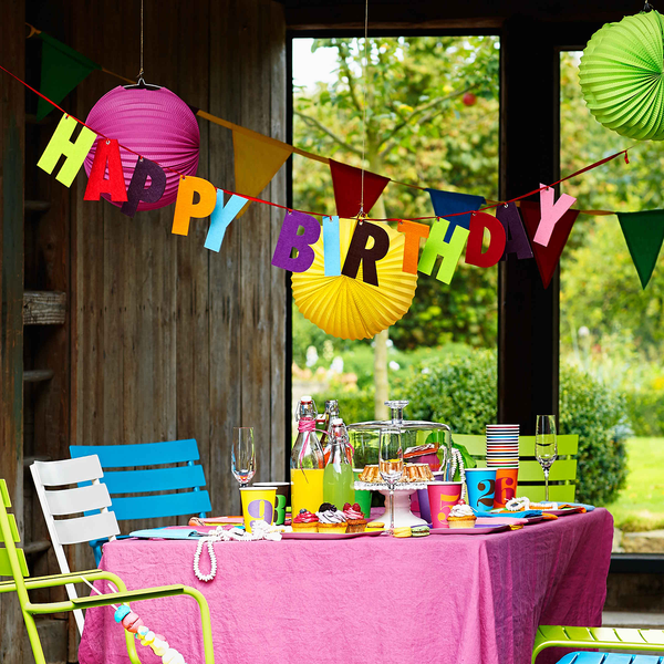 Girlande PARTY Happy Birthday - Polyester - Mehrfarbig