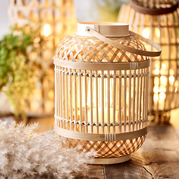 Laterne BAMBOO NIGHTS - Bambus / Glas - Beige
