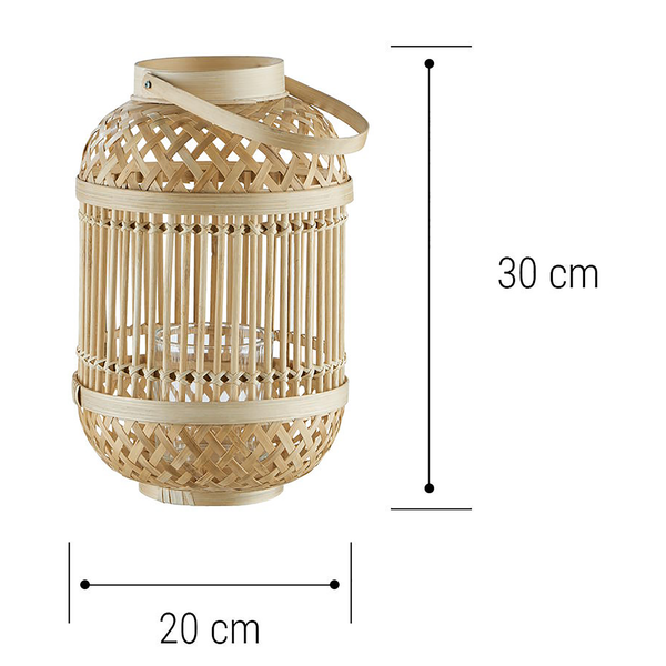 Laterne BAMBOO NIGHTS - Bambus / Glas - Beige