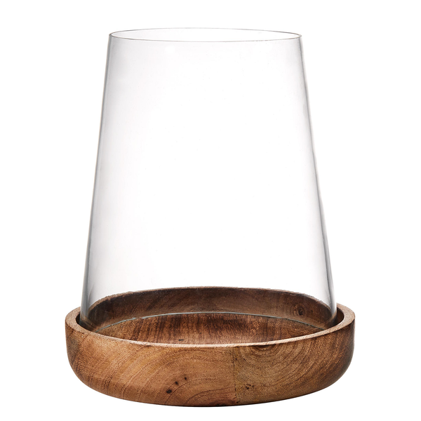 Windlicht FOREST - Glas / Mangoholz - Braun