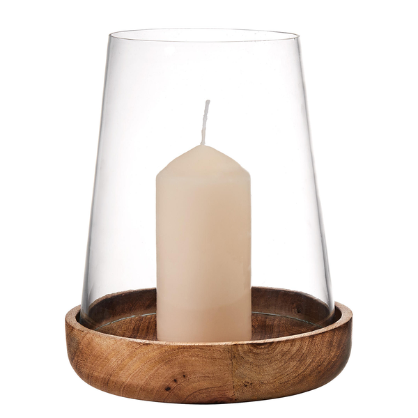 Windlicht FOREST - Glas / Mangoholz - Braun