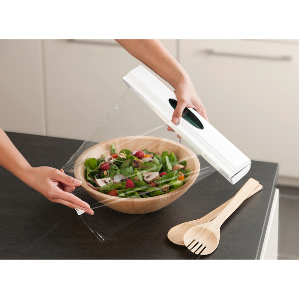 Folienschneider Perfect Cutter - Edelstahl / Bambus - Silber matt / Braun - Weiß - 2er Set