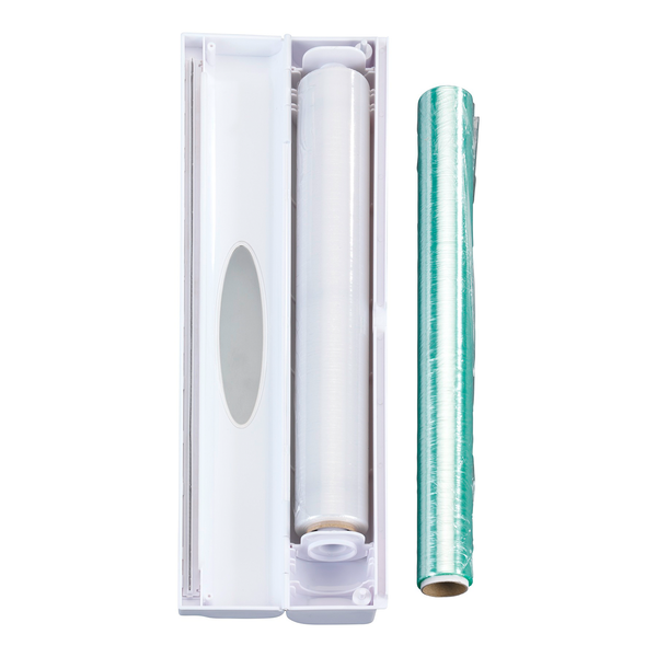 Folienschneider Perfect Cutter - Edelstahl / Bambus - Silber matt / Braun - Weiß - 2er Set