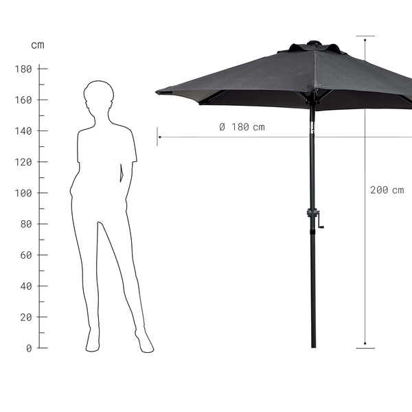 Sonnenschirm SIESTA - Aluminium / Polyester - Grau