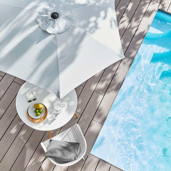 Sonnenschirm SIESTA - Aluminium / Polyester - Grau - Hellgrau - Durchmesser: 180 cm