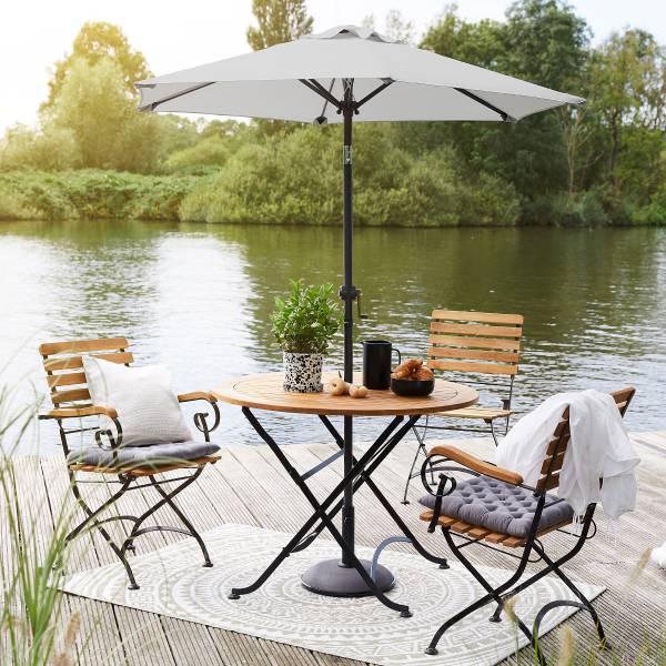 Sonnenschirm SIESTA - Aluminium / Polyester - Grau - Hellgrau - Durchmesser: 180 cm