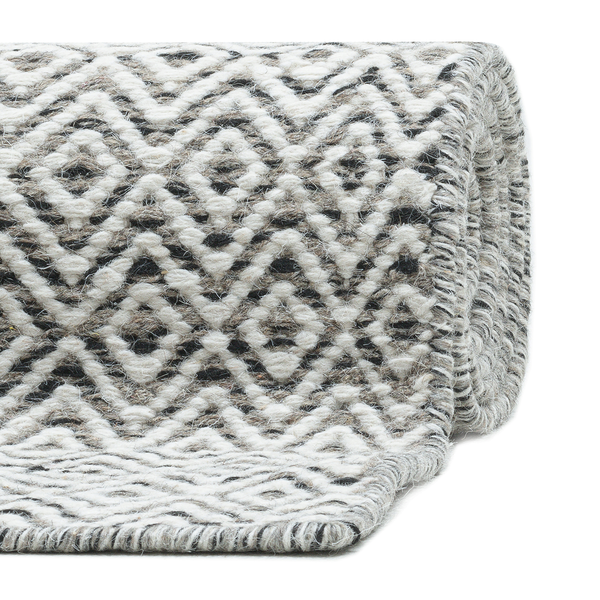 Wollteppich Trondheim IV - Schurwolle - Grau - 80 x 150 cm