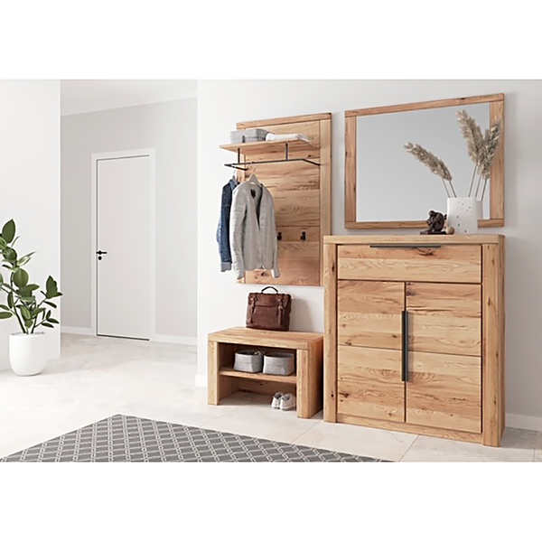 Garderobenbank Gräben - Eiche teilmassiv - Eiche / Eiche Dekor